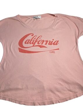 Wildfox Pink Tee with Coral 'California' Graphic 100% Cotton Made In USA